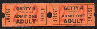 Getty 4 Drive-In Theatre - Ticket Stubs (newer photo)